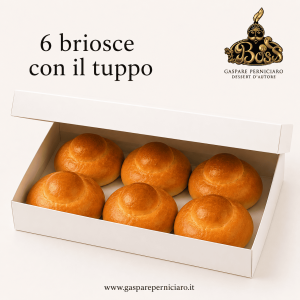6 brioche con il tuppo artigianali siciliane, scatola antiurto per spedizioni.