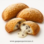 Dettaglio Cassatelle Siciliane con ripieno di ricotta di pecora e cioccolato Il Boss Perniciaro