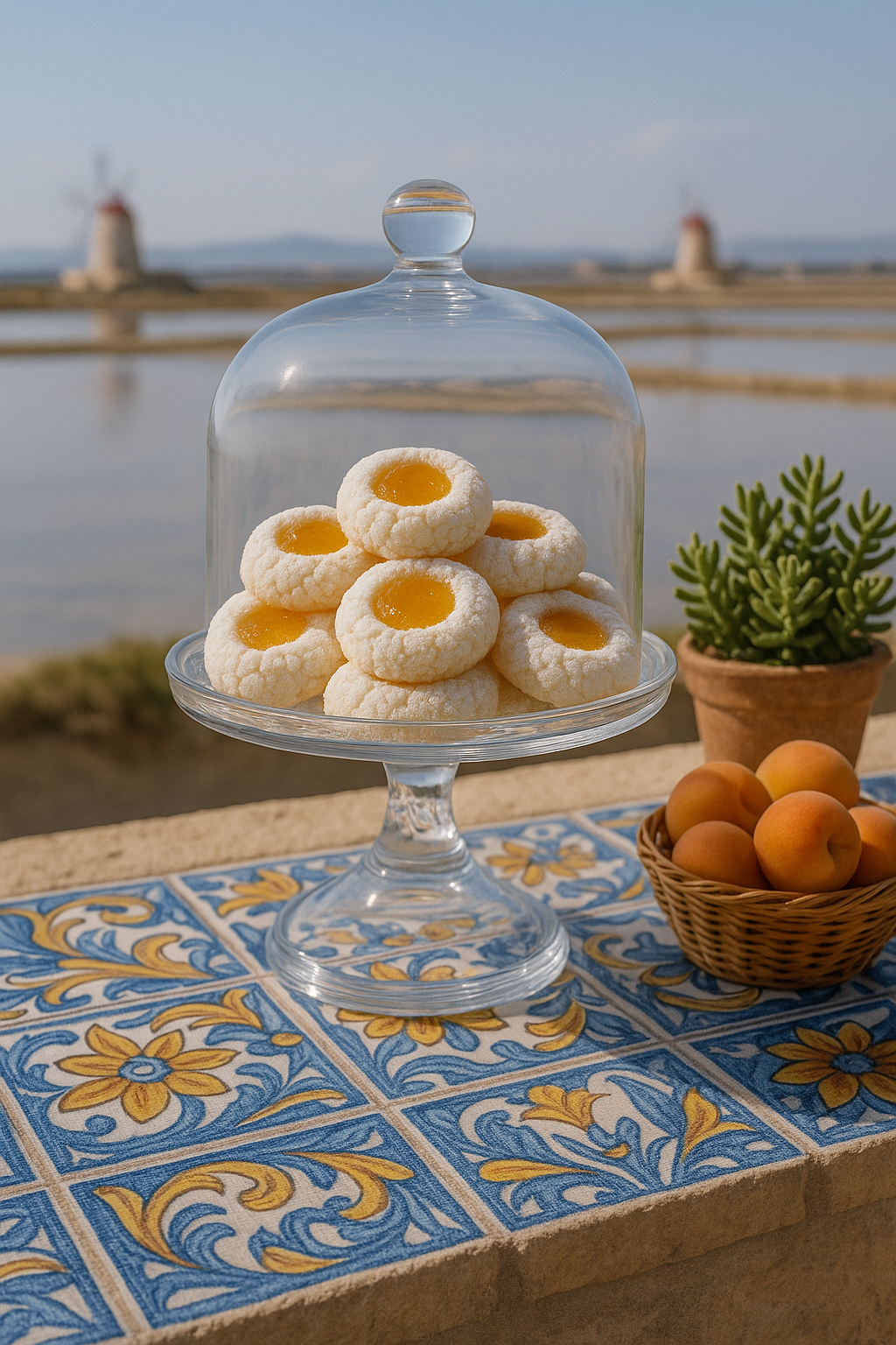 Vista dall’alto dei dolcini di mandorla siciliana Sogni di Papà nel cofanetto regalo