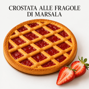 Crostata alle Fragole di Marsala artigianale siciliana con confettura di fragole al 75% di frutta, pasta frolla dorata e superficie lucida