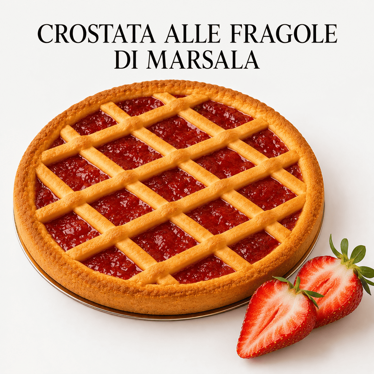 Crostata alle Fragole di Marsala artigianale siciliana con confettura di fragole al 75% di frutta, pasta frolla dorata e superficie lucida