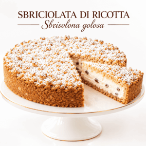 torta con pasta frolla a grumi golosa , la sbriciolata o sbrisolona di ricotta siciliana