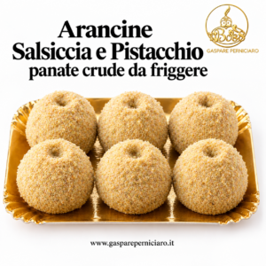 arancine salsiccia e pistacchio crude da friggere , artigianali sambuca di siclia perniciaro