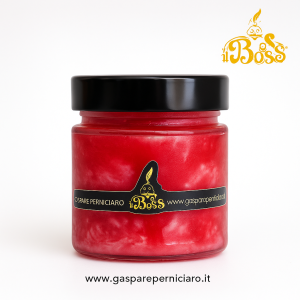 Vasetto di Granita Siciliana di Fragole Artigianale Il Boss Gaspare Perniciaro, realizzato con fragole fresche di Marsala e confezionato a mano in Sicilia.