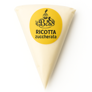 Ricotta Zucchera di Pecora Siciliana artigianale confezionata in sac à poche da 1 kg, prodotto professionale per pasticceria tradizionale siciliana Il Boss Gaspare Perniciaro