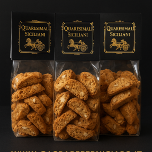 Biscotti Quaresimali Siciliani artigianali alle mandorle confezionati in busta trasparente da 300 grammi tipici di Sambuca di Sicilia