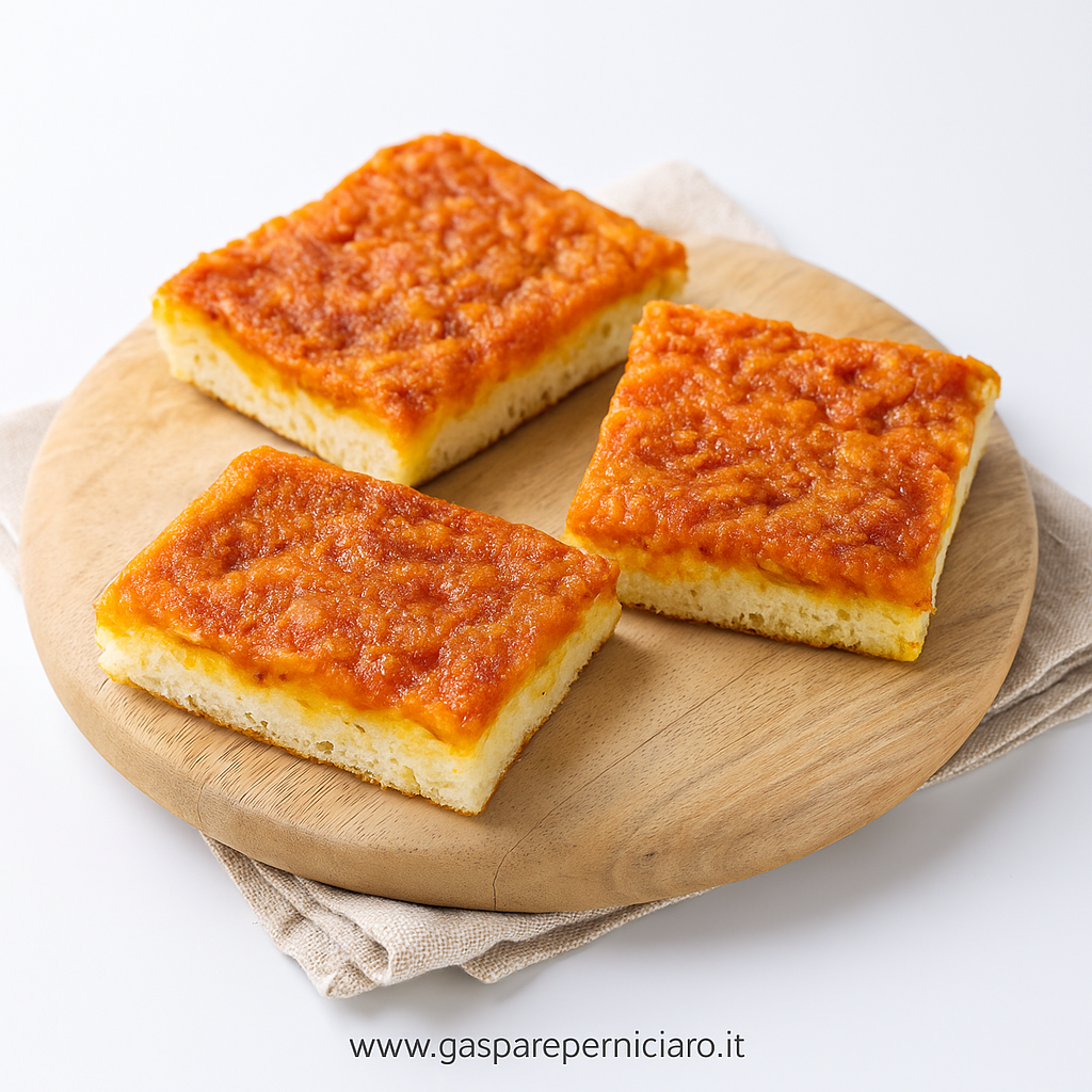 Sfincione Palermitano artigianale con pomodoro locale e formaggio pecorino