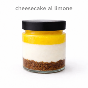 dessert di cheesecake al limone gusto in contrasto raffinato e gourmet