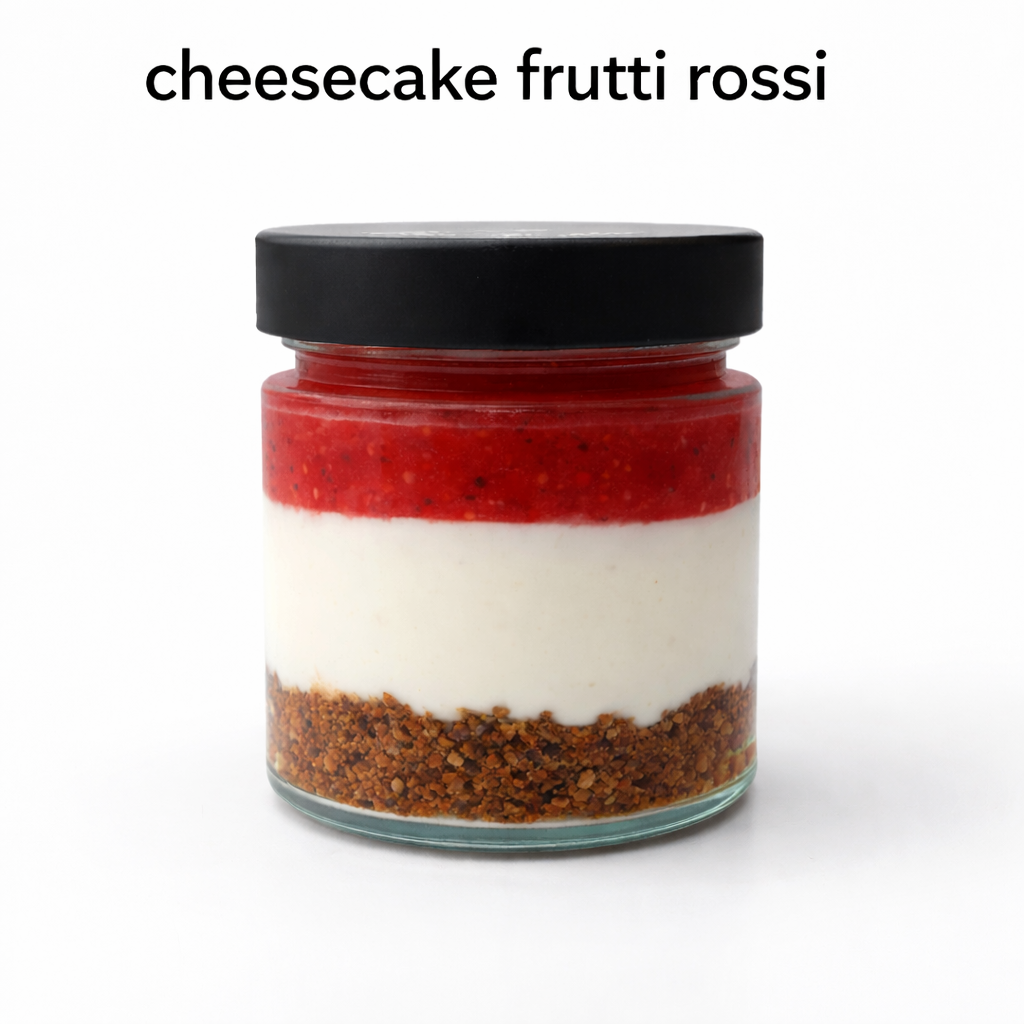 Cheesecake ai frutti rossi in vasetto di vetro monoporzione da 160g di gaspare perniciaro di sambuca di sicilia agrigento