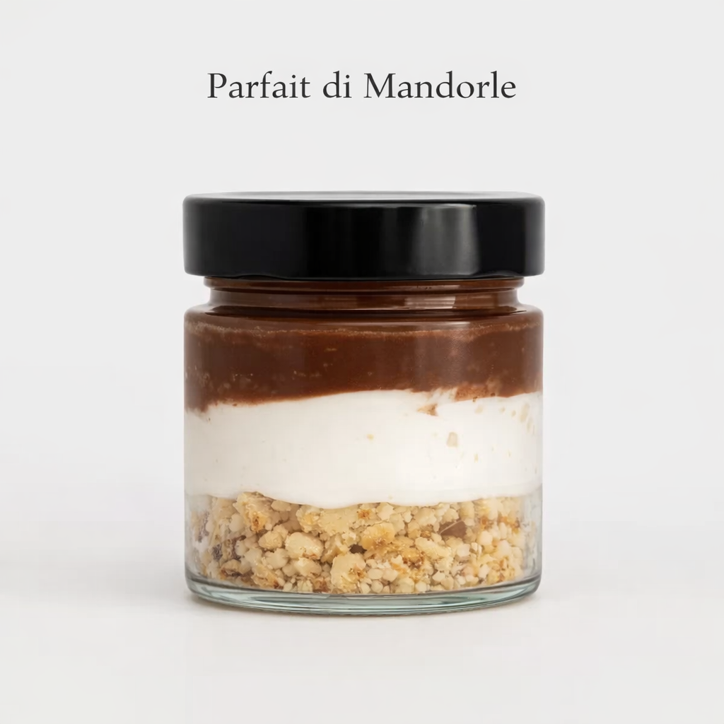 vasetto di monoporzione parfait di mandorle siciliane gaspare perniciaro