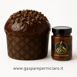 Panettone artigianale al cioccolato con glassa fondente e crema artigianale al cioccolato