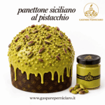 Panettone al Pistacchio Siciliano Artigianale Gaspare Perniciaro con glassa, granella di pistacchio tostato e confezione regalo elegante