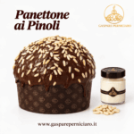Panettone Artigianale Siciliano ai Pinoli del Boss Gaspare Perniciaro, nella sua elegante confezione regalo con crema ai pinoli da 220 g