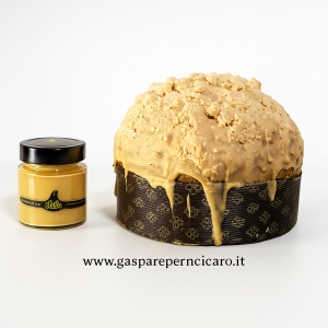 Panettone artigianale siciliano 220g con nocciole tostate e crema, confezione elegante Boss Gaspare Perniciaro