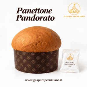 Panettone Pandorato Artigianale Siciliano di Il Boss Gaspare Perniciaro, grande lievitato natalizio soffice con confezione rigida a tema festivo