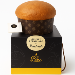 Panettone Pandorato Artigianale Siciliano Il Boss, dolce natalizio tradizionale realizzato a mano a Sambuca di Sicilia, con packaging elegante e bustina di zucchero a velo inclusa.