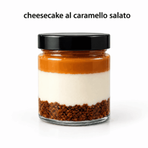 Vasetto di cheesecake al caramello salato in monoporzione