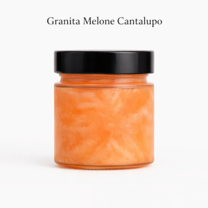 Vasetto di vetro da 200 g di granita artigianale di melone Cantalupo siciliano Gaspare Perniciaro