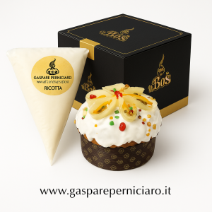 Confezione regalo premium con Panettone Cassata Siciliana “del Boss” e sac à poche di ricotta