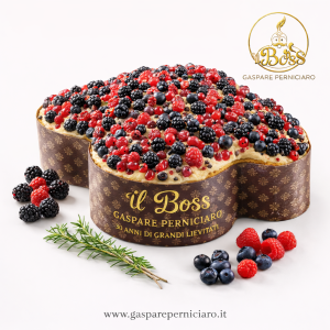 Colomba artigianale ai frutti di bosco con glassa Ruby e confettura spalmabile, confezionata in elegante scatola regalo firmata Il Boss Gaspare Perniciaro
