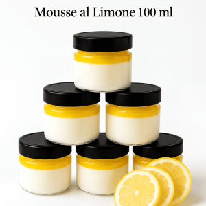 Mousse al limone siciliano artigianale da 100 ml in vasetto di vetro, dessert monoporzione per ristoranti di pesce, catering e hotel