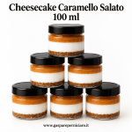 Cheesecake al Caramello Salato 100 ml artigianale siciliana in vasetto di vetro, dessert monoporzione per ristoranti