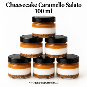Cheesecake al Caramello Salato 100 ml artigianale siciliana in vasetto di vetro, dessert monoporzione per ristoranti