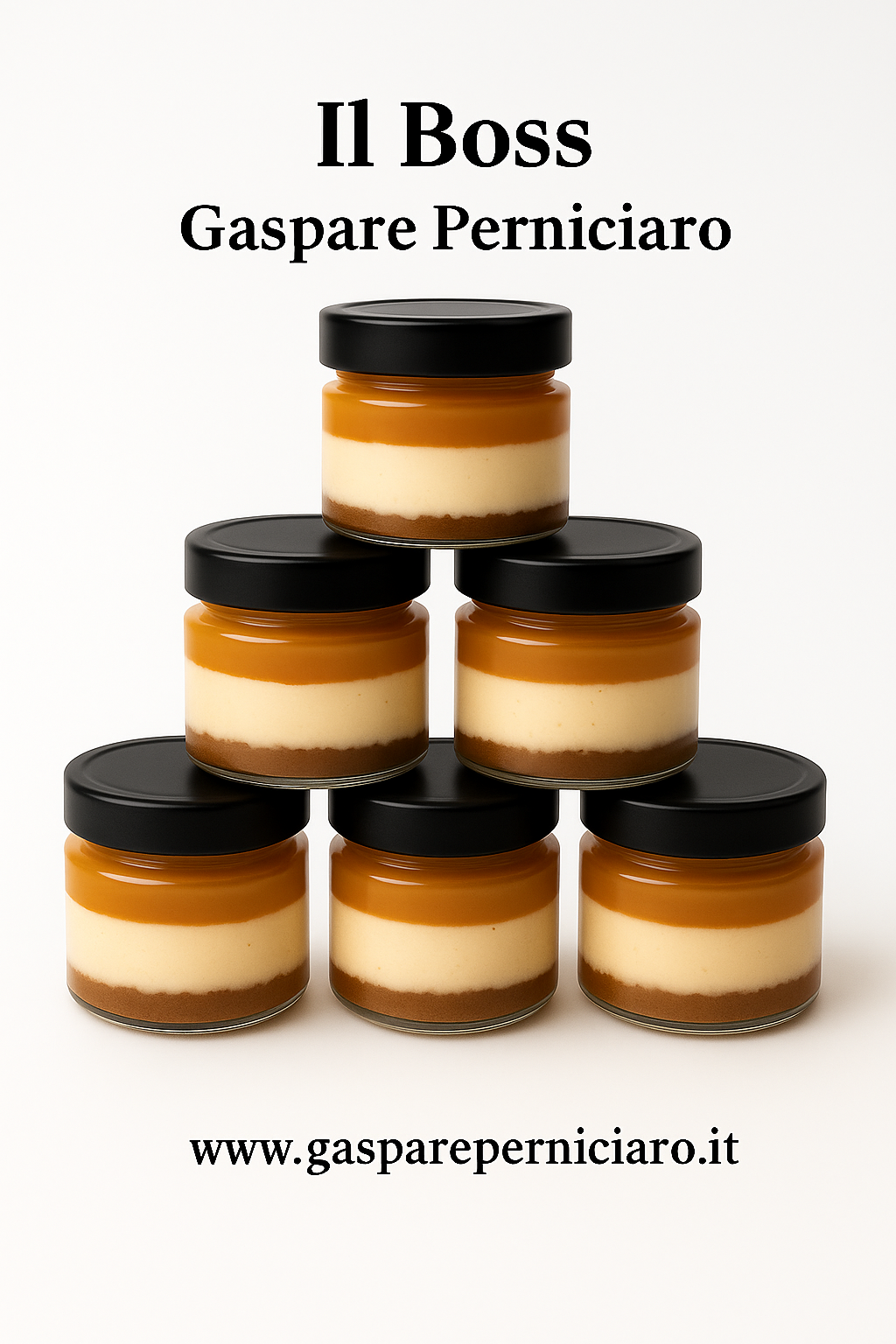 Mini Cheesecake al Caramello Salato da 80 g in vasetto di vetro trasparente artigianale siciliano, dessert monoporzione pronto all’uso per steak house, pizzerie e ristoranti gourmet.