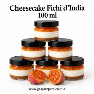 Cheesecake ai Fichi d’India 100 ml in vasetto di vetro, dessert siciliano artigianale con crema e topping naturale al fico d’India