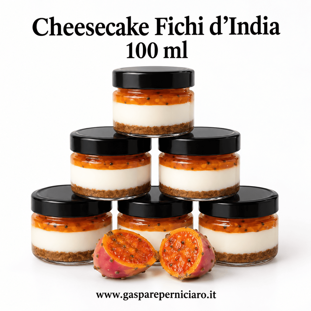 Cheesecake ai Fichi d’India 100 ml in vasetto di vetro, dessert siciliano artigianale con crema e topping naturale al fico d’India