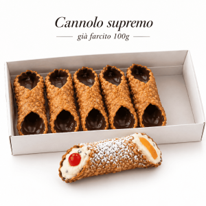 cannolo supremo farcito surgelato e prima glassato al cioccolato per mantenere l umidità per alemeno 48 ore