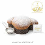 Dettaglio interno della Colomba Pandorata Artigianale 750g che mostra la struttura soffice e filante dell’impasto lavorato lentamente con lievito madre naturale