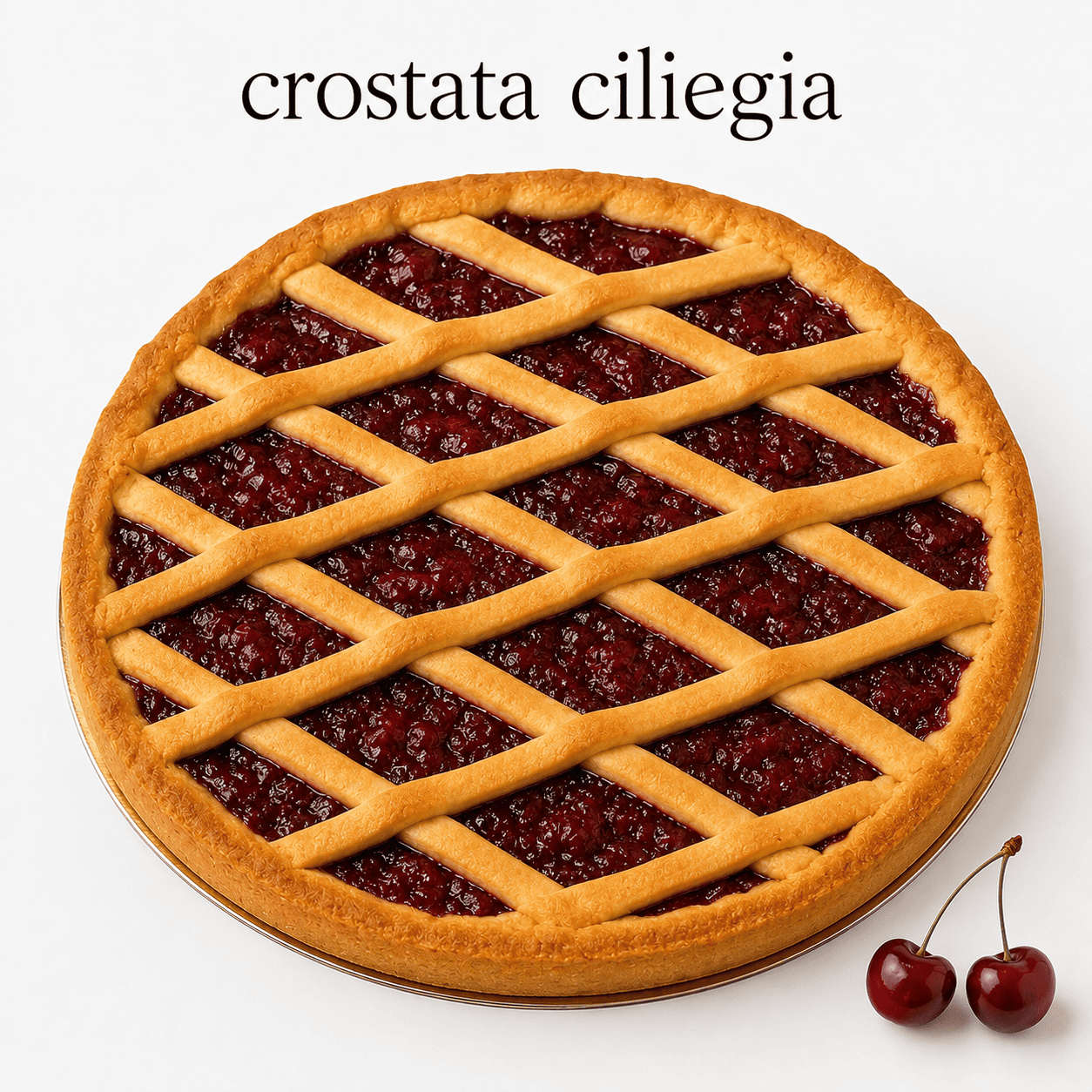 Crostata artigianale alla ciliegia di Chiusa Sclafani con pasta frolla, farcitura alla ciliegia e confezione elegante