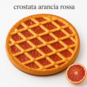 Crostata artigianale all’arancia rossa con pasta frolla e marmellata artigianale con almeno il 75% di frutta
