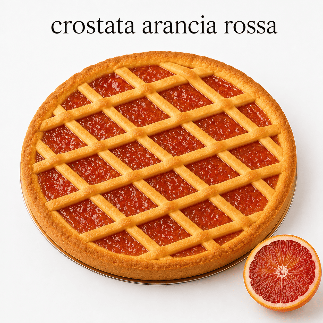 Crostata artigianale all’arancia rossa con pasta frolla e marmellata artigianale con almeno il 75% di frutta