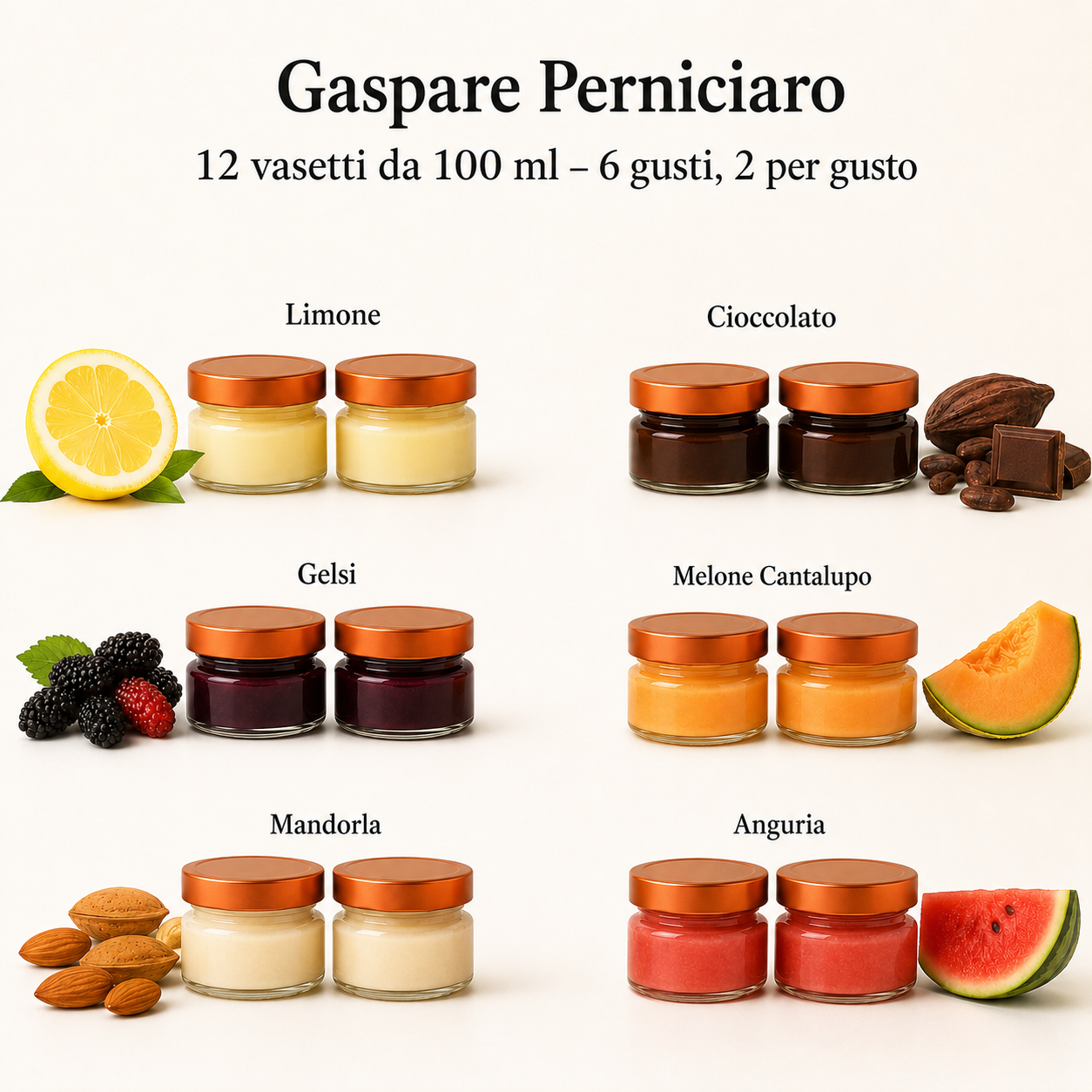 kit degustazione-granite da 100 ml 6 gusti per 12 vasetti