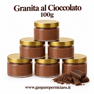 Granita al Cioccolato 100g cremosa in vasetto monoporzione neutro, dessert siciliano elegante per catering, matrimoni, ristoranti ed eventi