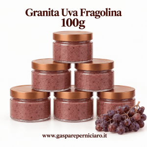 Granita Uva Fragolina 100g siciliana in vasetti di vetro, monoporzione cremosa pronta da servire per matrimoni, catering ed eventi