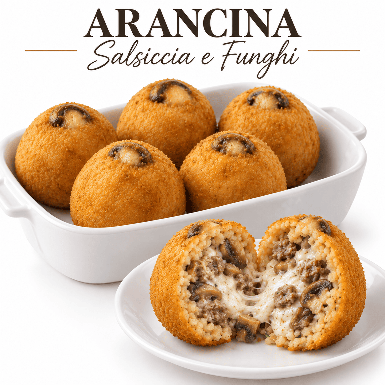 arancine salsiccia e funghi horeca , 10 confezioni di 6 pz