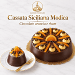 Cassata Siciliana Modica con pasta reale al cioccolato fondente, crema all’arancia siciliana e pan di Spagna al rhum nei formati professionali