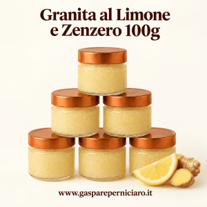 Granita Limone e Zenzero Siciliana 100 g in vasetto monoporzione, ideale per catering, wedding e ristorazione sushi