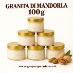 Granita di mandorla siciliana 100 g con mandorle a granella nel vasetto monoporzione, ideale per matrimoni, catering e ristoranti