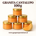 Granita al melone cantalupo siciliano 100 g in vasetto neutro, dessert monoporzione per catering, matrimoni, ristoranti e lounge bar