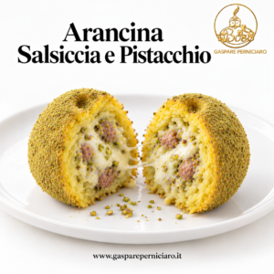 interno arancina salsiccia e pistacchio artigianale siciliana gaspare perniciaro
