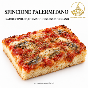 pizza siciliana con sarde cipolla salsa di pomodoro formaggio e origano