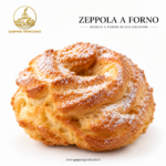 Zeppola al forno grande vuota, ancora da farcire, proposta come base di pasticceria ispirata alla tradizione italiana e al dolce di San Giuseppe.